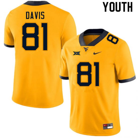 Youth West Virginia Mountaineers NCAA #81 Treylan Davis Gold Authentic Nike Stitched College Football Jersey ND15G33NI